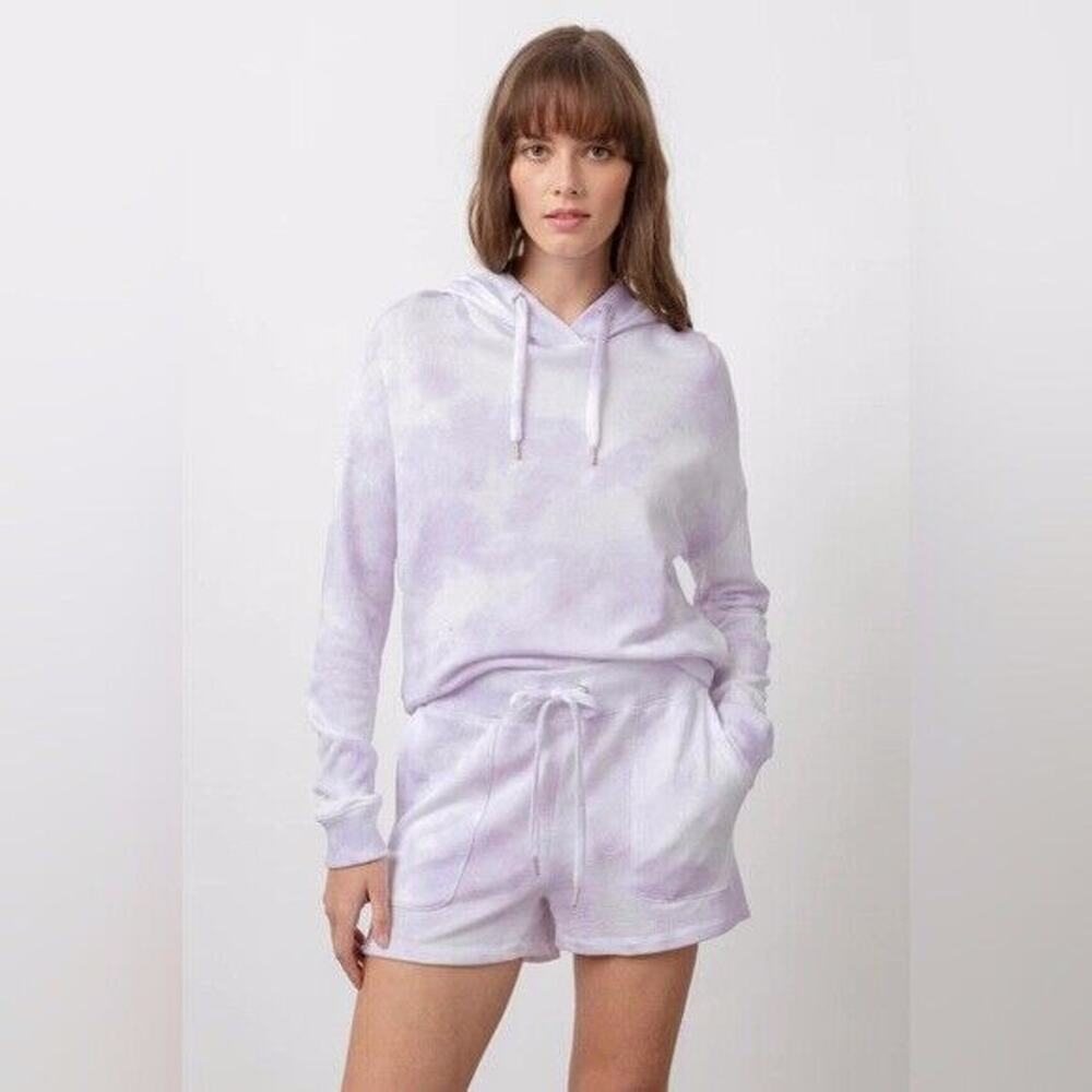 Rails Murray Cropped Hoodie Cloud Lavender Tie Dye Womens Sz M Modal Blend
